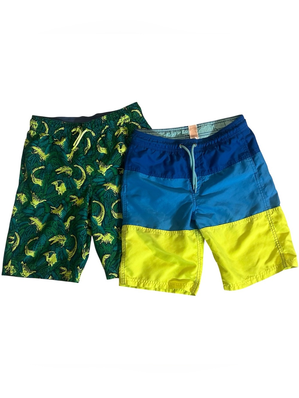 Boy’s Cat & Jack Dinosaurs & Tropical Swim Trunks - Blue/Yellow and Green